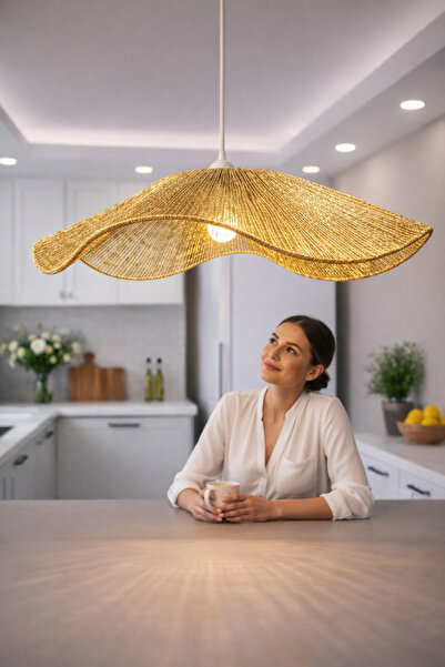 Bubihome Gold Sarkıt Avize Dalga Formlu | El Yapımı Metalik Modern Tasarım Av...