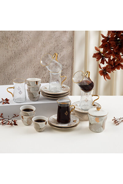 Otantik Patterned Glass Tea and Coffee Set