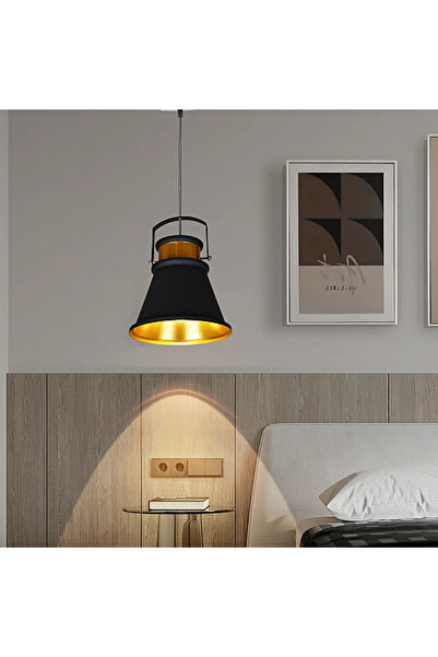 Humer نجف علاقي مودرن اسود مع ذهبي E27*1L قطر 35 سم