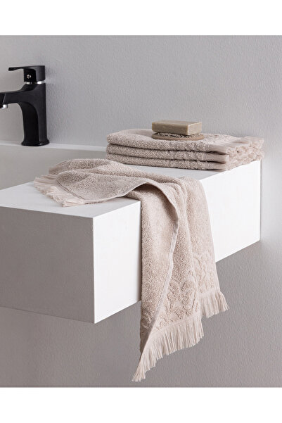 Madame Coco Amande Set de 4 prosoape de mână bumbac 100% - Bej - 30x45 cm