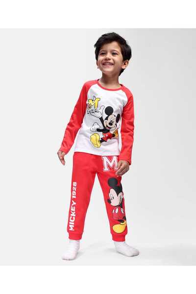 Babyhug Disney طقم تيشيرت وبنطال استرخاء من نسيج جيرسي ناعم بأكمام راجلان كام...