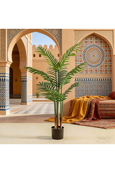 BESTONE شجرة نخيل أريكا واقعية بطول 120 سم، ديكور منزلي داخلي وخارجي، هدية را...