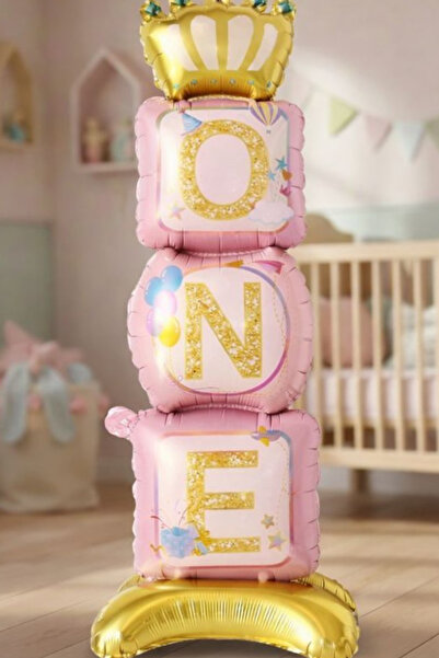Baloncu Dede 108 cm One Written Standing Foil Balloon Girl's First Birthday P...