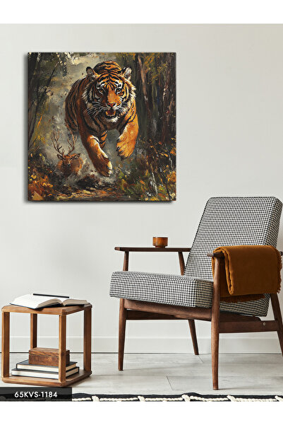 Evinemoda Tiger and Deer One Piece Square Canvas - Canvas Art Print