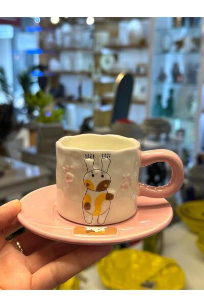 Kosova PEMBE KEDİ TEK KİŞİLİK TÜRK KAHVESİ FİNCANI