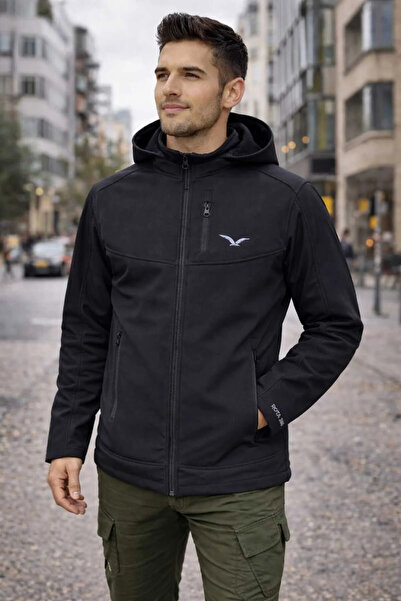 Güray Store Erkek Softshell Mont Su Geçirmez Sök Tak Kapüşonlu İçi Polarlı(20...