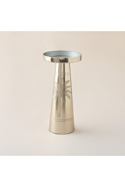 Lifestyle حامل شموع معدني عمودي محفور عليه شجرة نخيل - 21 سم