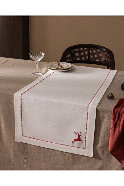 Madame Coco Ronceray bumbac 100% Runner - Ecru/Roșu