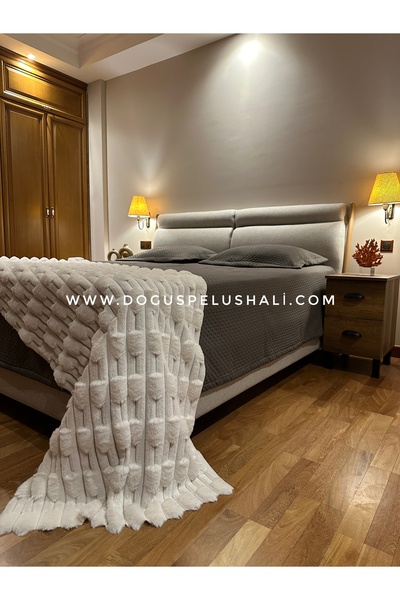 Doğuş Peluş Halı Modern Line Bej Peluş Yatak Ucu Runner