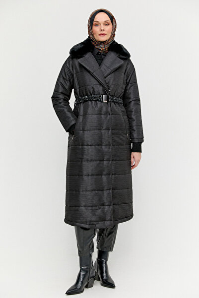 Setrms Suni Kürk Detaylı Kapitone Kaban