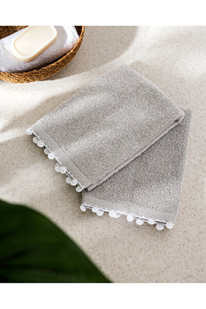 Madame Coco Melly Плетена 2-компонентна 100% памучна кърпа за ръце - сива - 3...