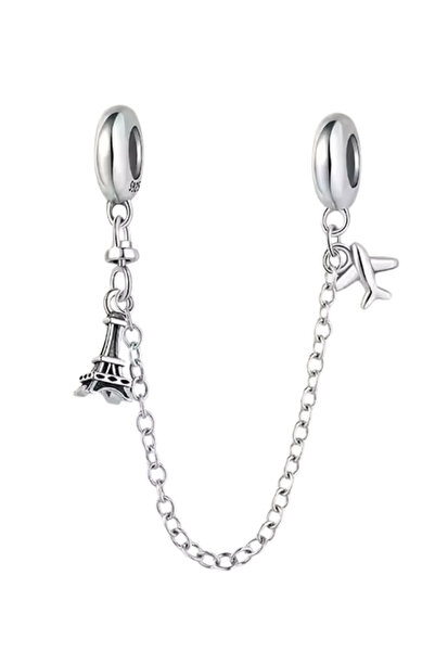 Fubena Eiffel and Airplane Chain Dangle Charm