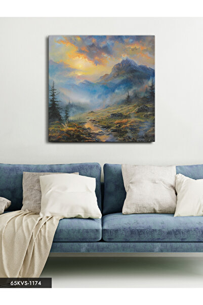 Evinemoda Foggy Nature Landscape One Piece Square Canvas - Canvas Painting