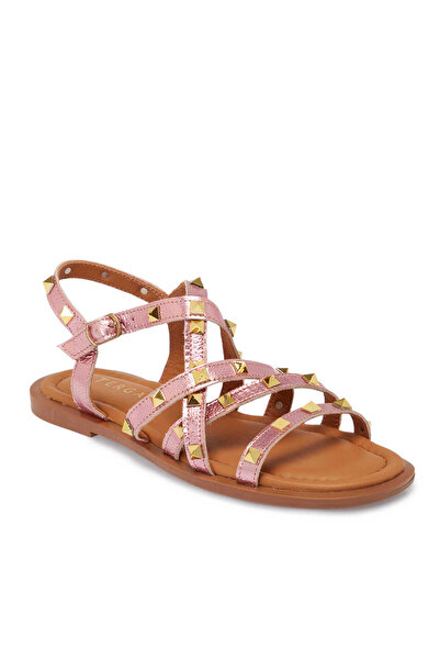 Tergan Pembe Hakiki Deri Kadın Sandalet - K25Y1SN67778-J91