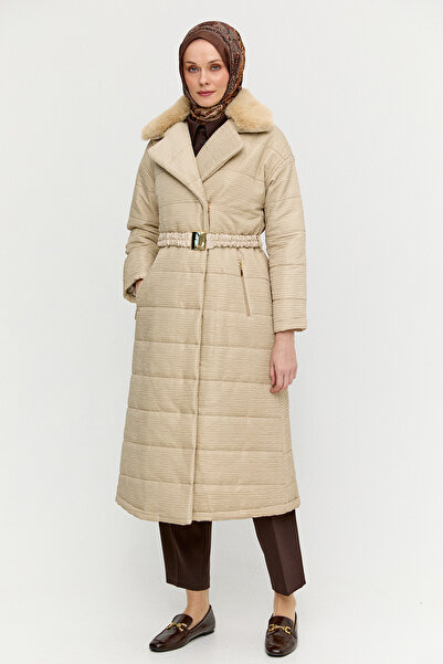 Setrms Suni Kürk Detaylı Kapitone Kaban