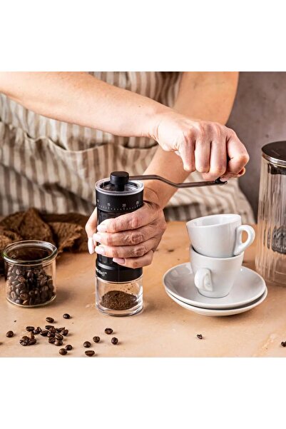 Kinghoff Black manual coffee grinder, adjustable grinding, 17.5x5.8 cm,