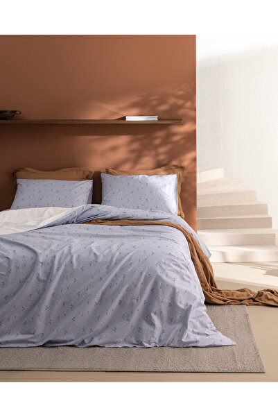 Madame Coco Afrodille Single 100% Cotton Ranforce Printed Duvet Cover Set - Blue