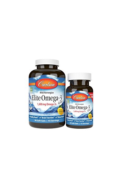 Carlson Wild Norwegian Elite Omega-3 1600mg Aromă de Lămâie 90+30 capsule pe ...