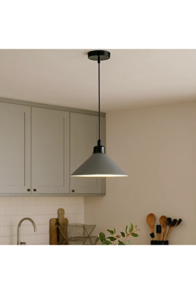 Humer نجف علاقي مودرن اسود + رمادي E27*1 قطر 35 سم - مناسب للمطابخ و طاولات ا...