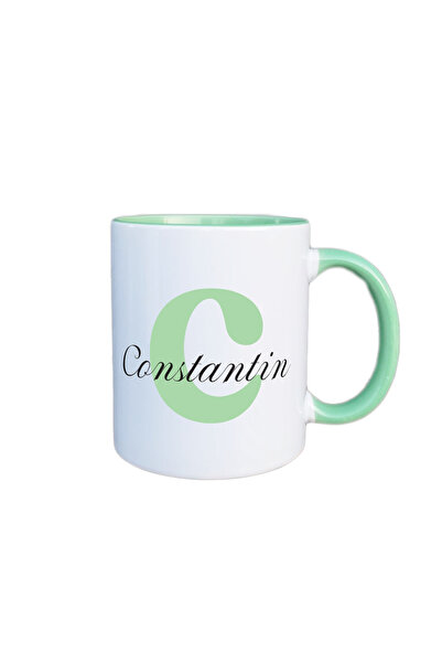 AFFIX THE DIFFERENT PERSPECTIVE Personalized mug, white with green interior a...