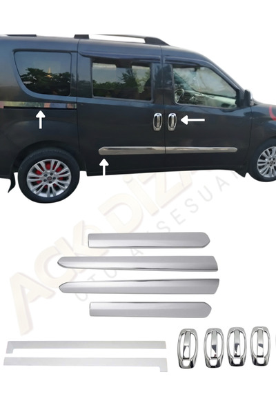 ACK Dizayn FİAT DOBLO 2010-2022 ARACA ÖZEL 3'LÜ YAN KROM SETİ (YAN KAPI-KAPI ...