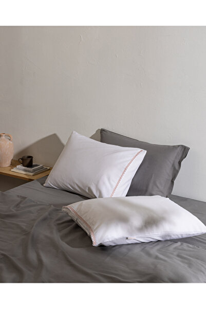 Madame Coco Isabelle 100% Cotton 2-Piece Pillowcase - White/Powder