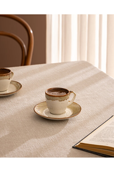 Madame Coco Mathilda 6 Kişilik 12 Parça Kahve Fincan Takımı - Bej - 90 ml