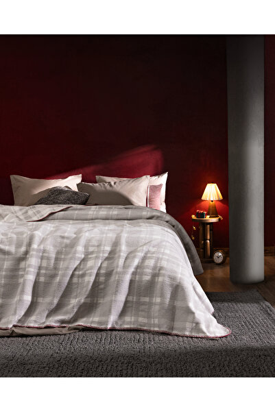 Madame Coco Faureux Double Jacquard Cotton Blanket - Gray