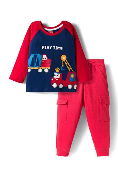 Babyhug Single Jersey Knit Full Raglan Sleeves T-Shirt and Joggers Set with V...