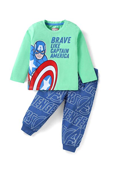 Babyhug Marvel Single Jersey Knit Top & Lounge Pant Set with Avengers Graphic...
