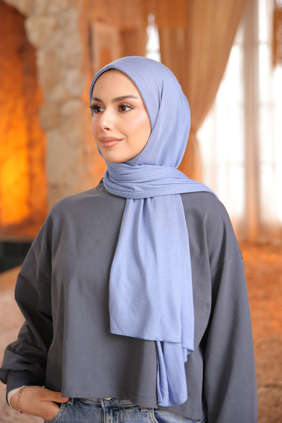 İmajButik Indigo Helen Practical Combed Cotton Shawl with Sponge on the Front