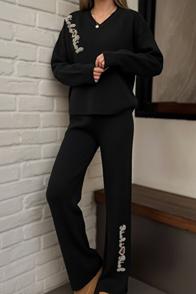 NEWCO Set de 2 piese de tricotaje cu decolteu în V Richie Rich EL, brodate cu...