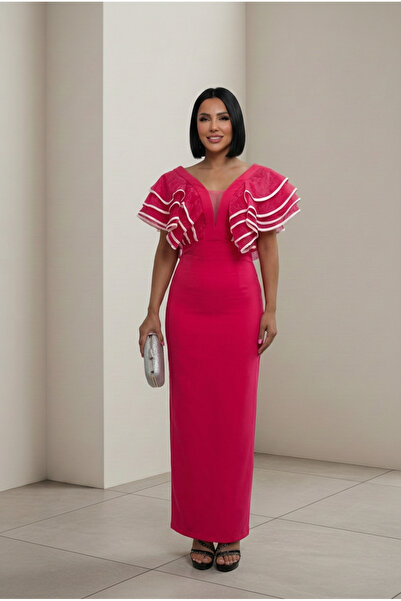 ALFUDO Moda Collection Tulle Flounce Sleeves Graduation Evening Dress