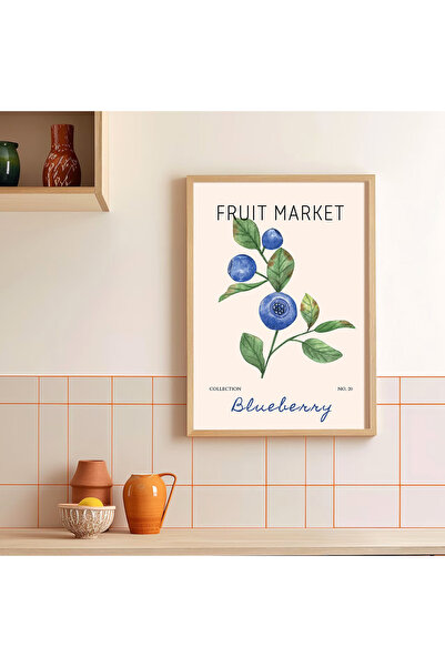 Vetro Design Tržnica voća - poster u drvenom okviru sa borovnicama