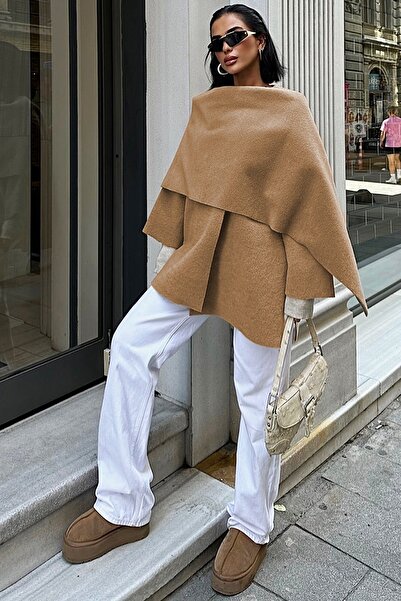 Trend Alaçatı Stili Women's Mink Wool Blend Coat Vs00051