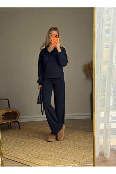 Butik Ezgi Atelier Lacivert Modal Kumaş Takım