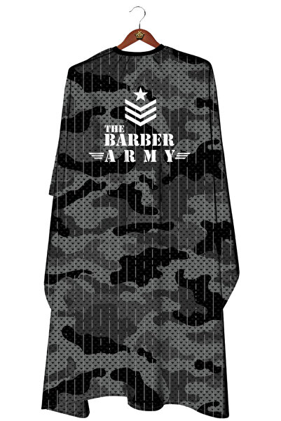 Barber Army Erkek Kesim Önlüğü Tıraş Fırça Makas Penuar Dijital Penuar Çıkmayan Baskı Kamuflaj