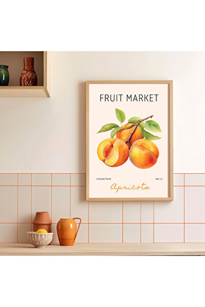 Vetro Design Tržnica voća - Plakat u drvenom okviru sa kajsijama