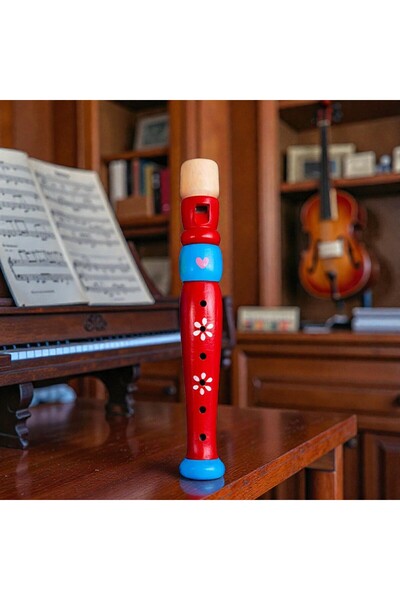 Kuzey Tacı Ahşap Renkli Çocuk Flütü – Eğitici Nefesli Müzik Aleti – El Boyama...