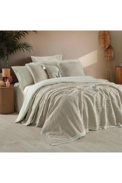 Sarev غطاء سرير روزاليه مزدوج، لون بيج