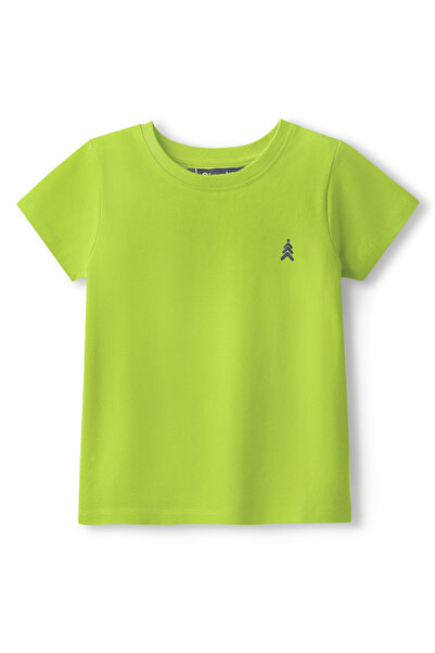 Pine kids Cotton Knit Half Sleeves Solid Color T-Shirt - Limegreen