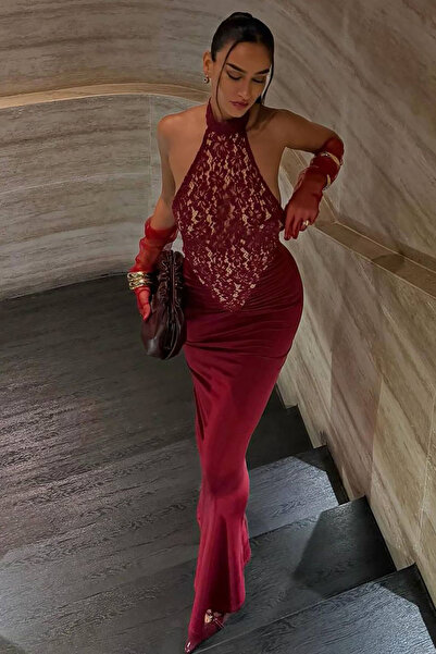 Bikini Mayokini Dünyası Rochie de seară din dantelă Poliana - Roșu Claret