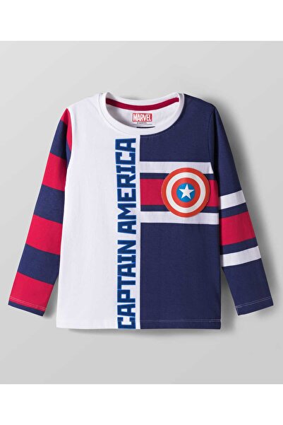 Pine Kids Marvel تيشيرت بأكمام طويلة مزين برسومات كابتن أمريكا - متعدد الألوان
