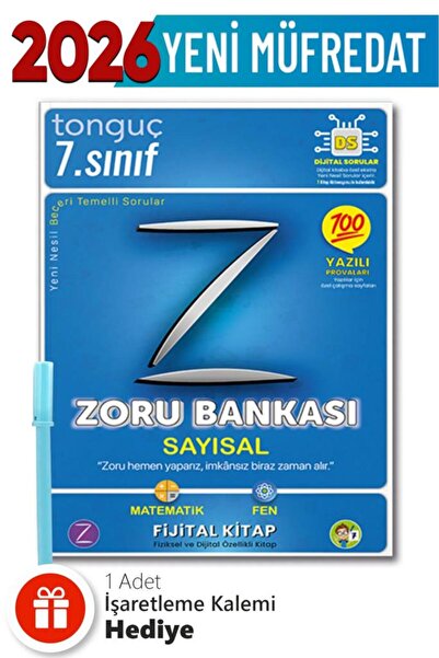 Tonguç Yayınları Tonguç 7. Sınıf Sayısal Zoru Bankası + Hediyeli