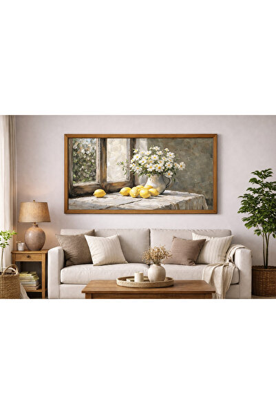 woodhomeworks Tek Parça Gerçek Ahşap Yatay Panorama Çerçeveli Tablo ferah masam