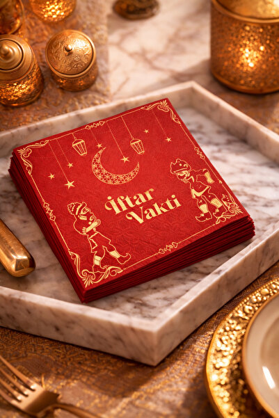 DİVAYS İftar Vakti Yazılı Ramazan Temalı Desenli Peçete | Sofra Sunumu İçin Ö...