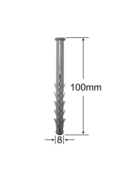 Gray Square 8x100 Winged Dowel - 50pcs/box