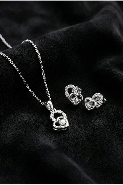 Roza Silver 925 Ayar Gümüş Rodyum Kaplama Zirkon Taşlı Minimal Tektaş Kalp Ko...