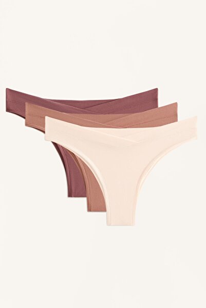 Oysho 3'lü modal karışımlı V kesim Brezilya modeli külot