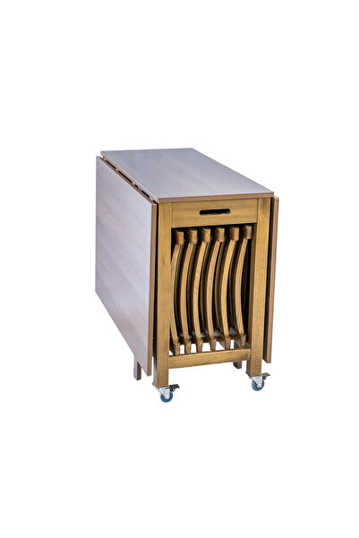 wline FOLDING TABLE WITH 6 WALNUT CHAIRS